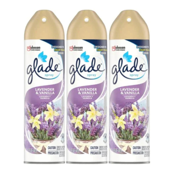 Glade Spray Lavender & Vanilla Air Freshener, 8 oz (Pack of 3)