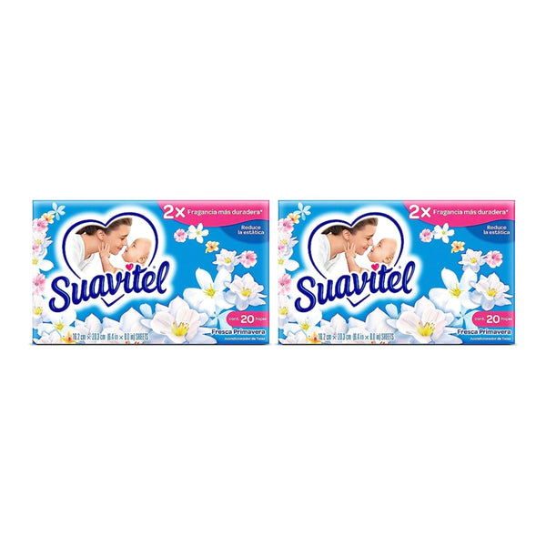Suavitel Fabric Softener Dryer Sheets - Field Flowers, 20 Count (Pack of 2)