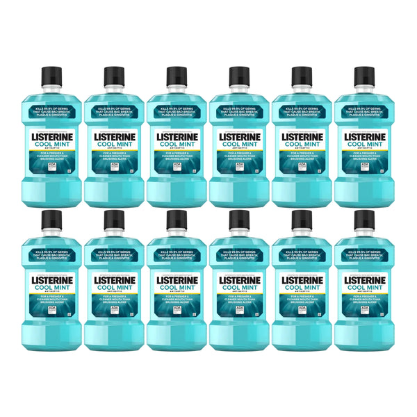 Listerine Cool Mint Antiseptic Mouthwash, 8.45oz (250ml) (Pack of 12)