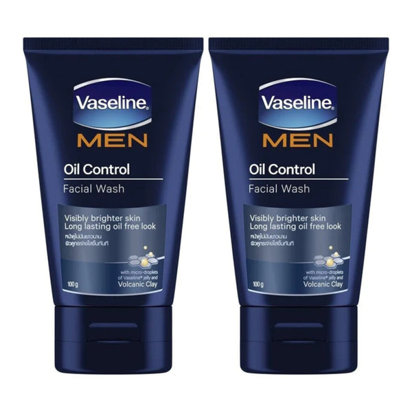Vaseline Men Oil Control Facial Wash Volcanic Clay, 100g (Pack of 2)