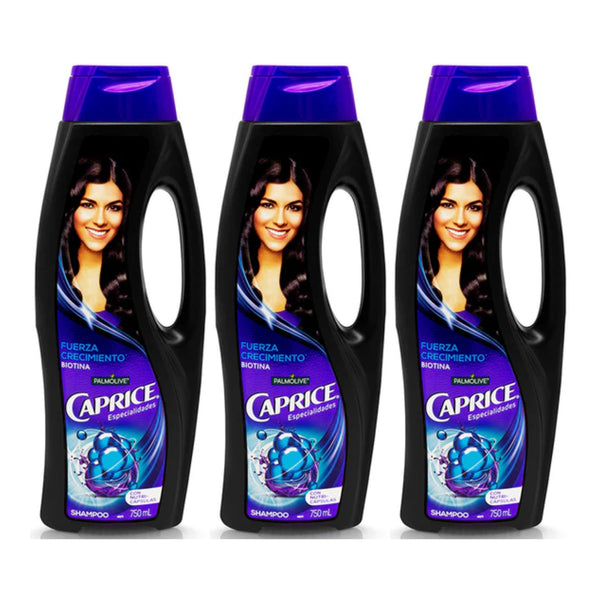 Caprice Shampoo Fuerza Crecimiento (Biotina), 750ml (Pack of 3)