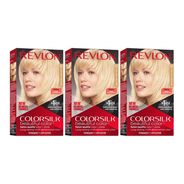 Revlon ColorSilk Hair Color - 03 Light Sun Blonde (Pack of 3)