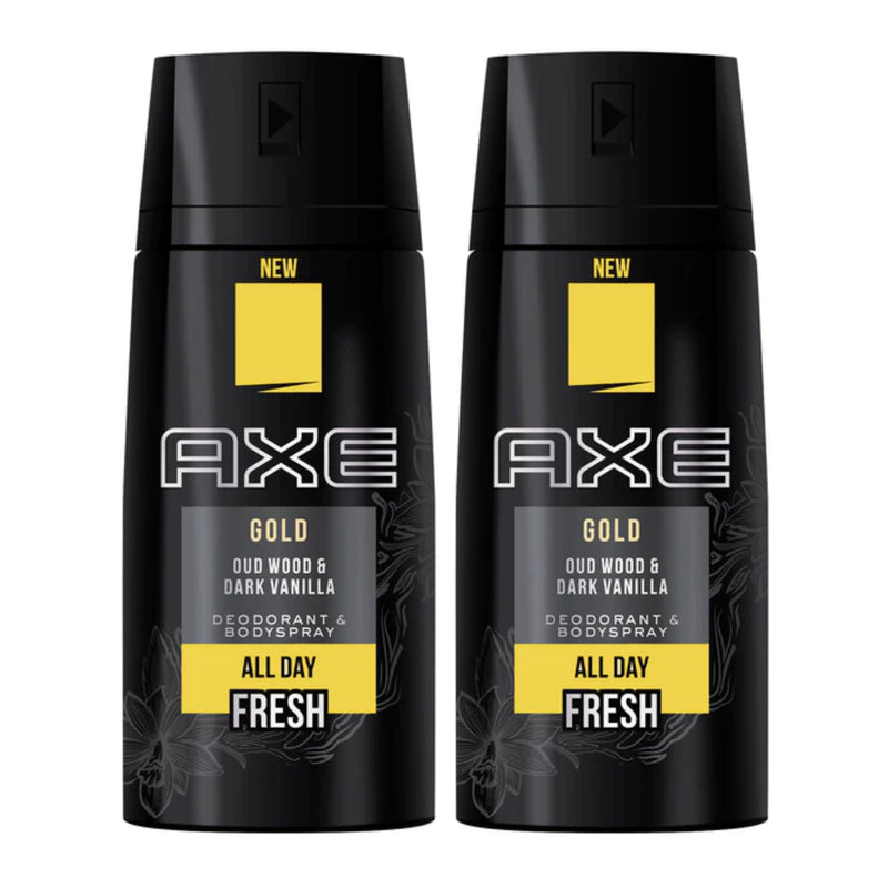 Axe Gold Oud Wood & Dark Vanilla Body Spray, 150ml (Pack of 2)