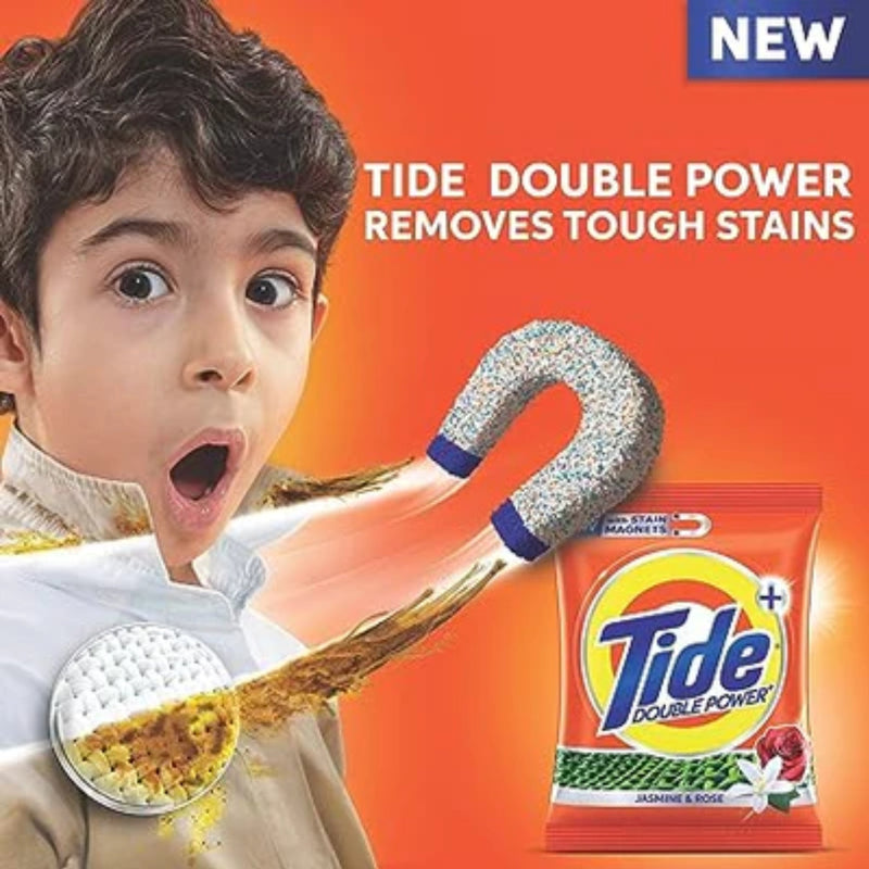 Tide Double Power+ Jasmine & Rose Powder Laundry Detergent, 500g (Pack of 3)