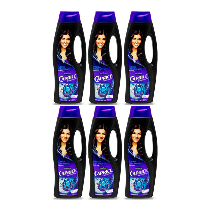 Caprice Shampoo Fuerza Crecimiento (Biotina), 750ml (Pack of 6)