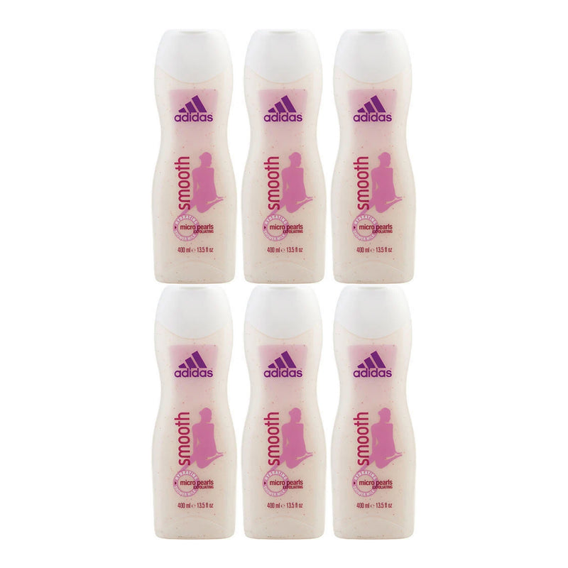 Adidas Smooth Micro Pearls Exfoliating Shower Milk, 13.5oz (400ml) (Pack of 6)