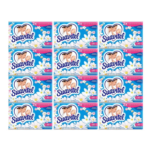Suavitel Fabric Softener Dryer Sheets - Field Flowers, 20 Count (Pack of 12)