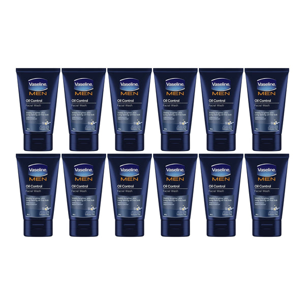 Vaseline Men Oil Control Facial Wash Volcanic Clay, 100g (Pack of 12)