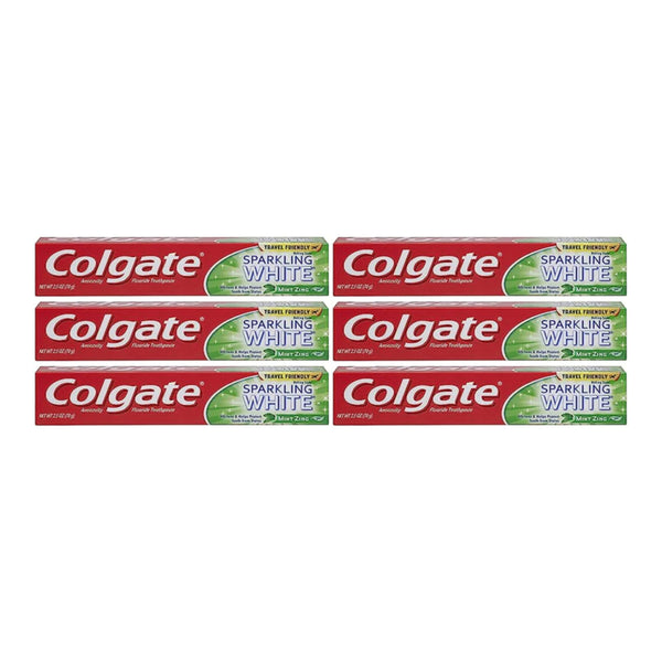Colgate Sparkling White Mint Zing Toothpaste, 2.5oz (70g) (Pack of 6)