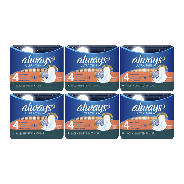 Always Ultra Thin Overnight Flexi-Wings Size 4 Sanitary Pads, 14