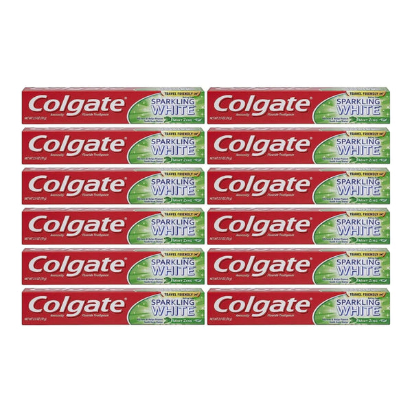 Colgate Sparkling White Mint Zing Toothpaste, 2.5oz (70g) (Pack of 12)