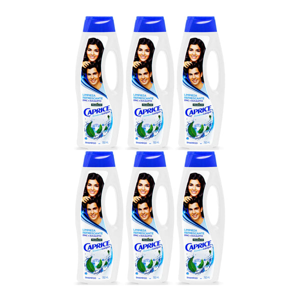 Caprice Shampoo Limpieza Refrescante (Zinc + Eucalipto), 750ml (Pack of 6)