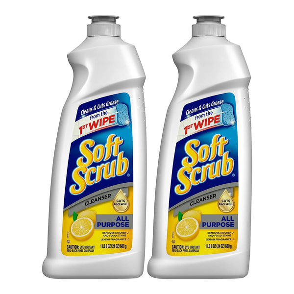 Soft Scrub All Purpose Surface Cleanser, Lemon Scent, 24 oz. (Pack of 2)