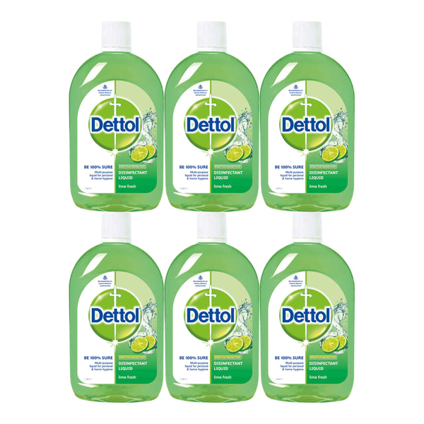 Dettol Multi-Purpose Disinfectant Liquid - Lime Fresh, 500ml (Pack of 6)