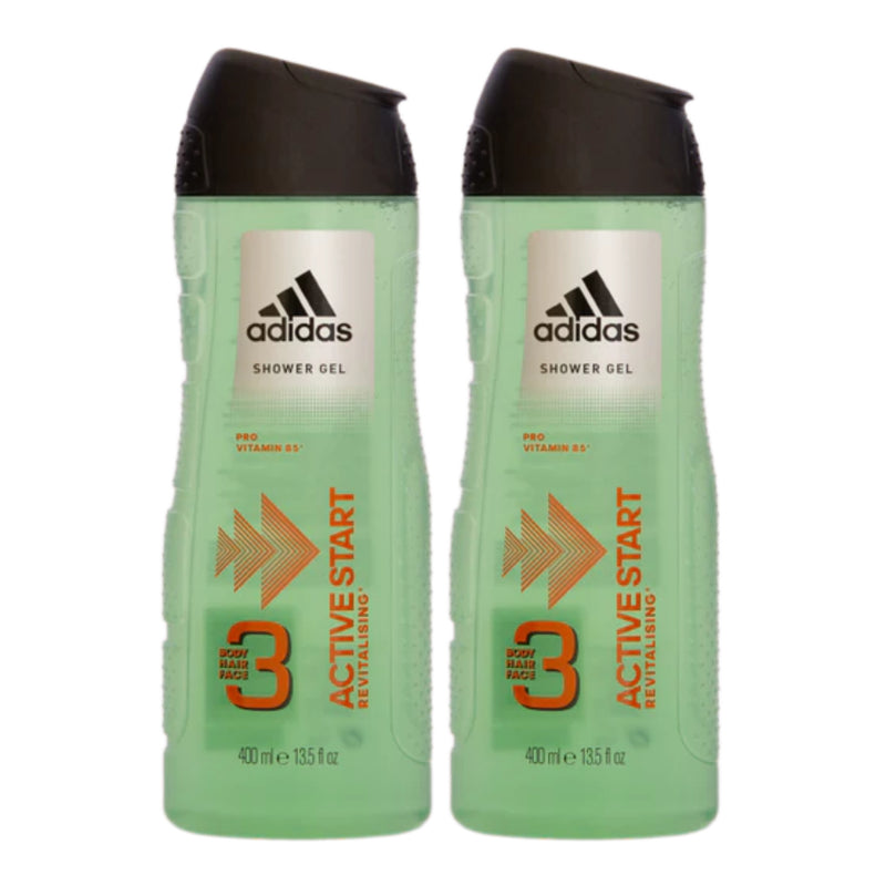 Adidas 3-in-1 Active Start Revitalising Vitamin B5 Shower Gel 13.5oz (Pack of 2)