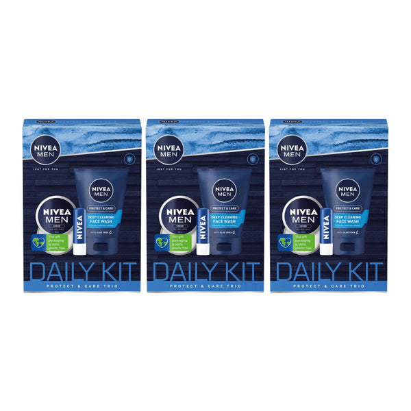 Nivea Men Protect & Care Trio Daily Kit (Face Wash, Creme, Lip Balm) (Pack of 3)