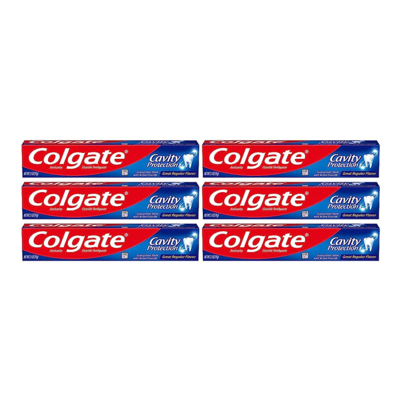 Colgate Cavity Protection Regular Flavor Toothpaste, 2.5oz (70g) (Pack of 6)