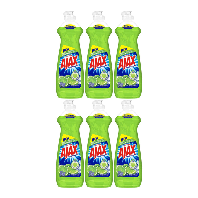 Ajax Ultra Vinegar + Lime Dish Liquid, 14 oz. (414ml) (Pack of 6)