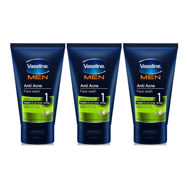 Vaseline Anti Acne Face Wash Anti-Bacterial Complex, 100g (Pack of 3)