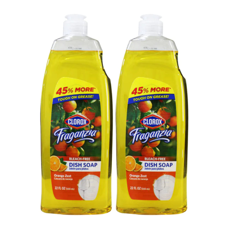 Clorox Fraganzia Bleach Free Dish Soap - Orange Zest, 22 oz (650ml) (Pack of 2)