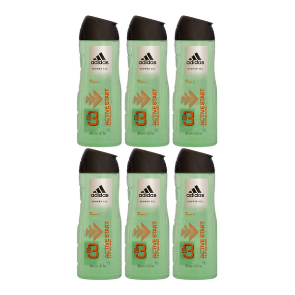 Adidas 3-in-1 Active Start Revitalising Vitamin B5 Shower Gel 13.5oz (Pack of 6)