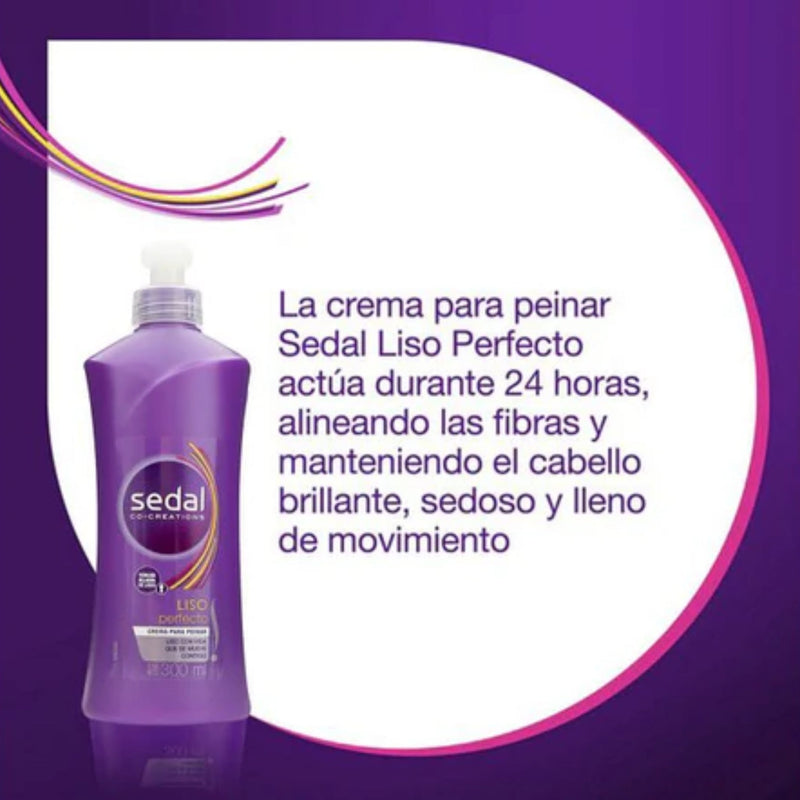 Sedal Liso Perfecto Crema Para Peinar, 300ml (10.15oz) (Pack of 12)