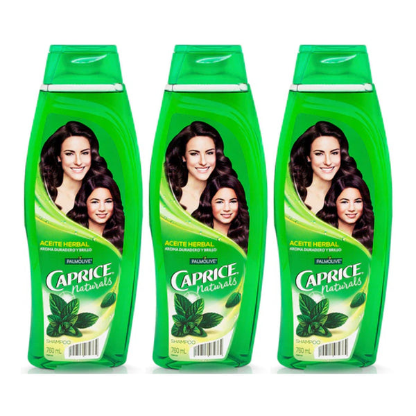 Caprice Shampoo Aceite Herbal (Aroma Duradero y Brillo), 760ml (Pack of 3)