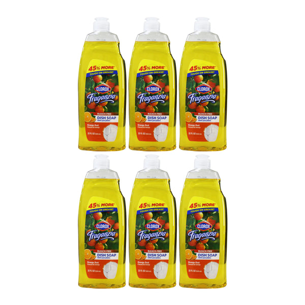 Clorox Fraganzia Bleach Free Dish Soap - Orange Zest, 22 oz (650ml) (Pack of 6)