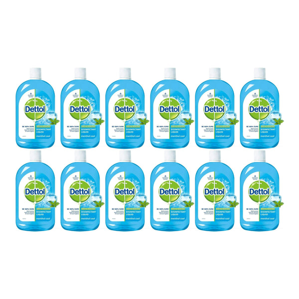 Dettol Multi-Purpose Disinfectant Liquid - Menthol Cool, 500ml (Pack of 12)