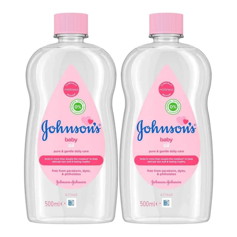 Johnson's Baby Oil, 16.9 oz (500ml) (Pack of 2)