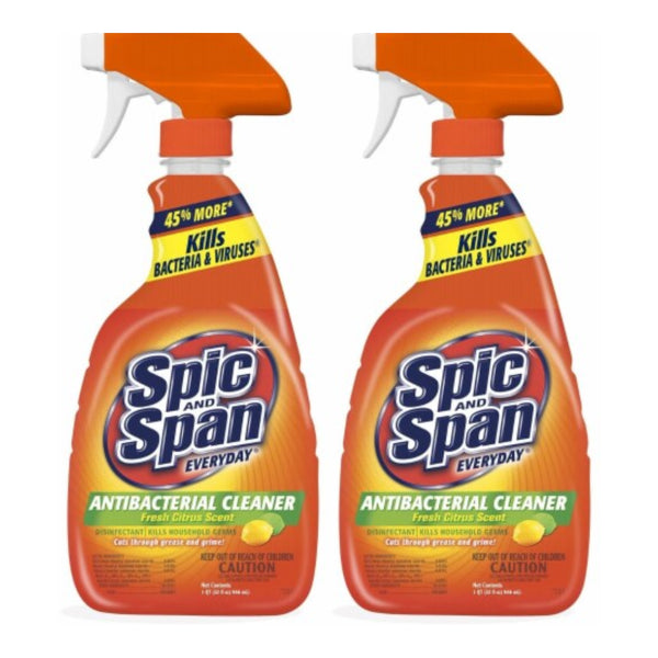 Spic and Span Everyday Antibacterial Cleaner, Fresh Citrus, 32oz. (Pack of 2)