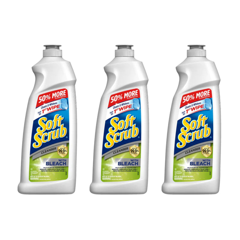 Soft Scrub Cleanser with Bleach, Kills 99.9% of Germs, 24 oz. (Pack of 3)