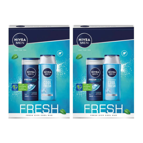 Nivea Men Just For You Fresh Kick Cool Duo (Shower Gel + Shampoo) (Pack of 2)