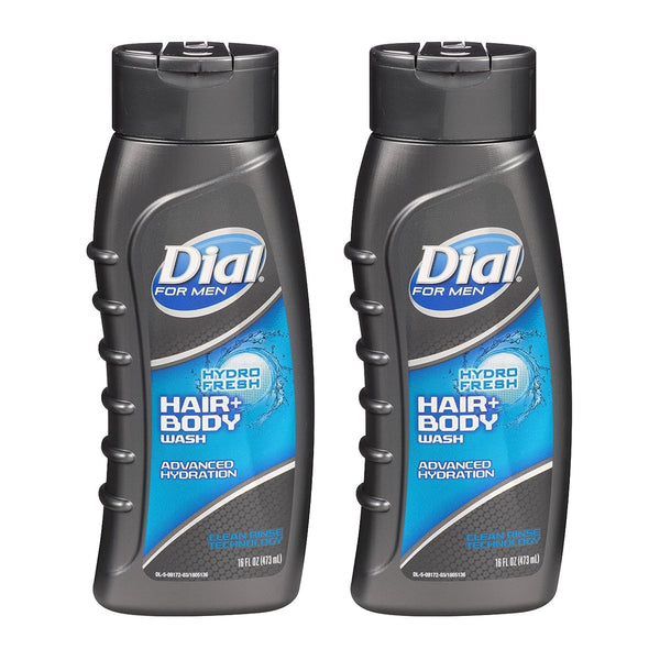 Dial For Men Hair + Body Wash, Hydro Fresh, 16 oz (Pack of 2)