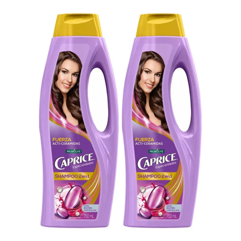 Caprice Shampoo 2-en-1 Fuerza (Anti-Ceramidas), 750ml (Pack of 2)