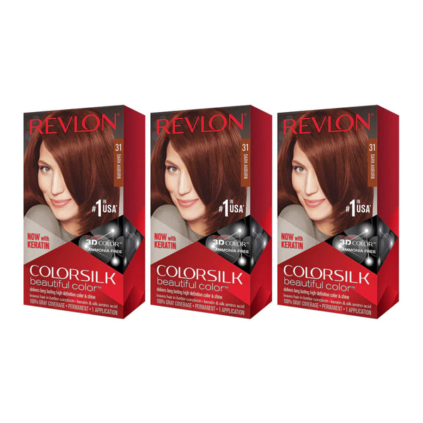 Revlon ColorSilk Beautiful Hair Color - 31 Dark Auburn (Pack of 3)