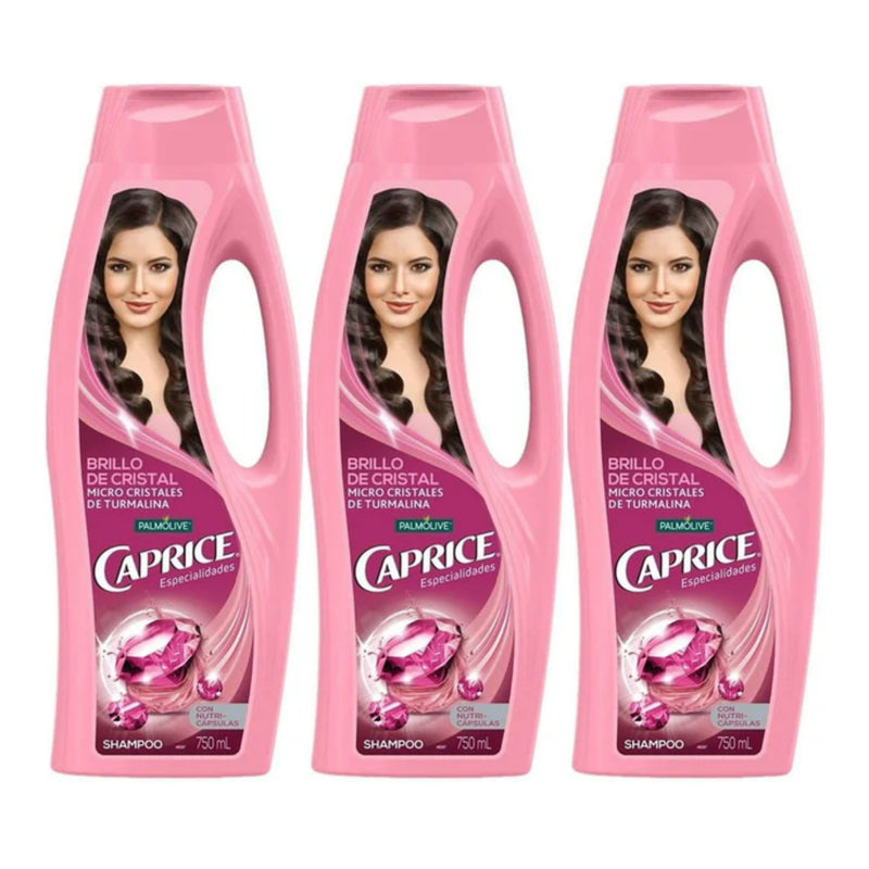 Caprice Shampoo Brillo de Cristal (Micro Cristales Turmalina) 750ml (Pack of 3)