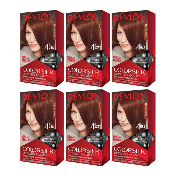 Revlon ColorSilk Beautiful Hair Color - 31 Dark Auburn (Pack of 6)