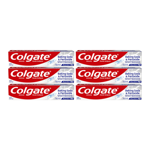 Colgate Baking Soda Peroxide Whitening Brisk Mint Toothpaste, 4.0oz (Pack of 6)