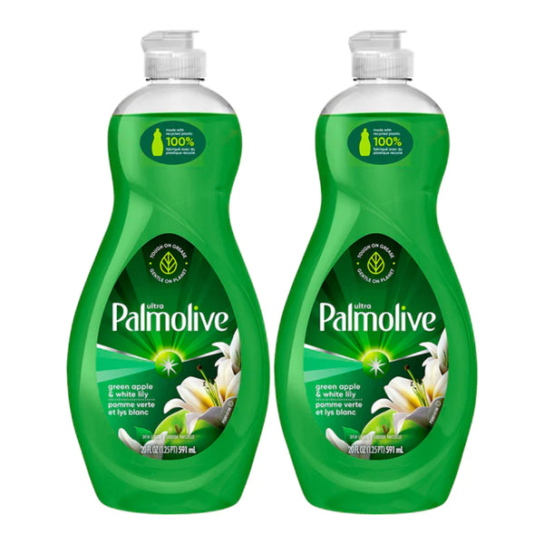 Palmolive Ultra Green Apple & White Lily Dish Liquid, 20 oz (591ml) (Pack of 2)