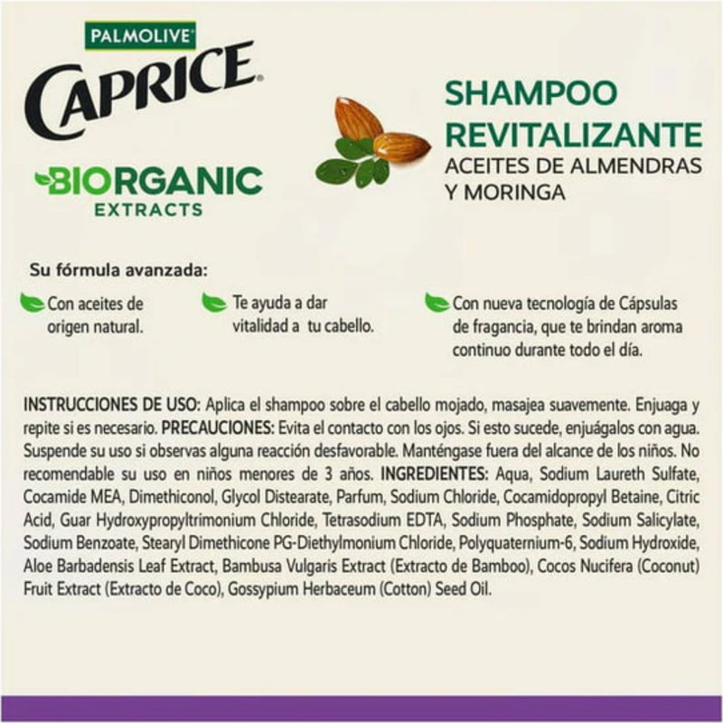 Caprice Shampoo Aceites de Almendra y Moringa, 730ml (Pack of 3)