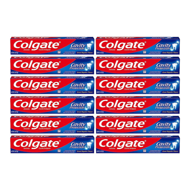 Colgate Cavity Protection Regular Flavor Toothpaste, 2.5oz (70g) (Pack of 12)
