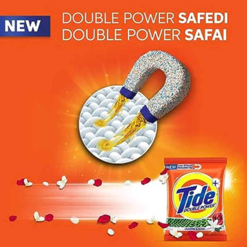 Tide Double Power+ Jasmine & Rose Powder Laundry Detergent, 500g (Pack of 2)