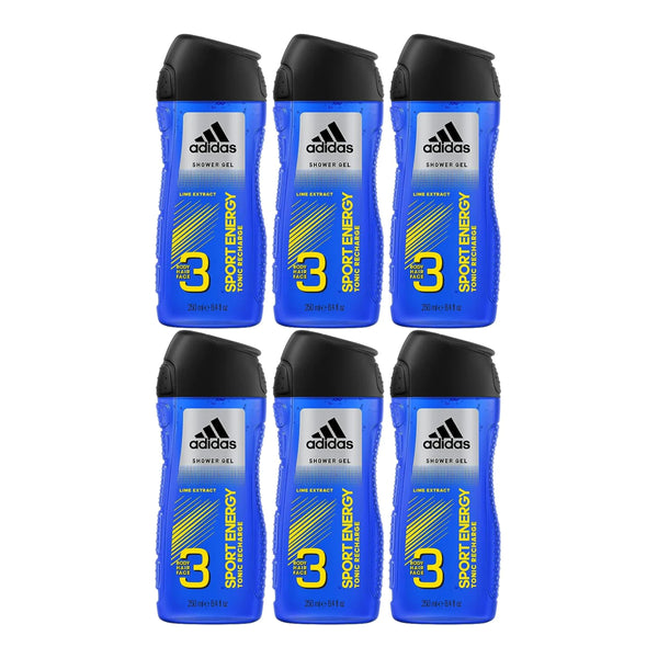 Adidas Sport Energy Tonic Recharge Lime Extract Shower Gel, 8.4oz (Pack of 6)