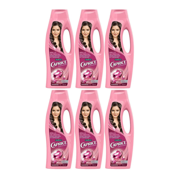 Caprice Shampoo Brillo de Cristal (Micro Cristales Turmalina) 750ml (Pack of 6)