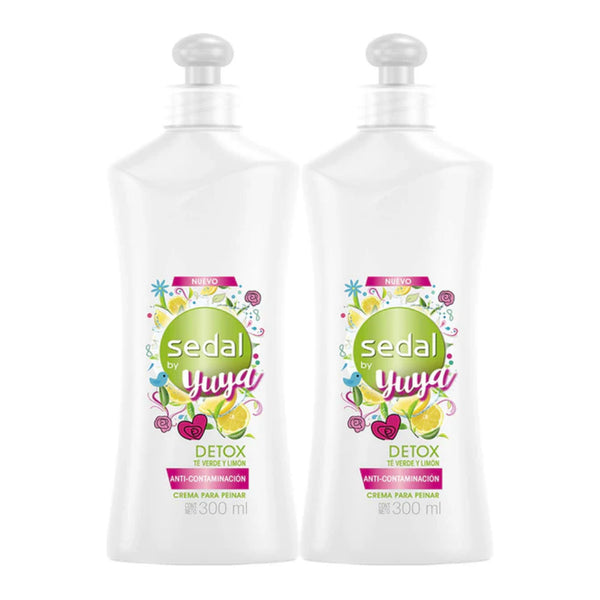 Sedal Detox Te Verde y Limon Crema Para Peinar, 300ml (10.15oz) (Pack of 2)