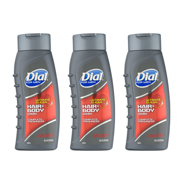 Dial For Men - Ultimate Clean Hair + Body Wash Complete, 16 fl oz. (Pack of 3)