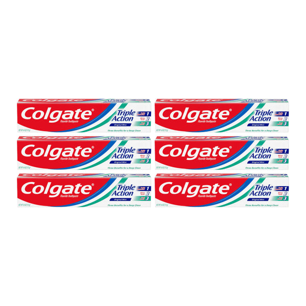 Colgate Triple Action Original Mint Toothpaste, 4.0oz (113g) (Pack of 6)