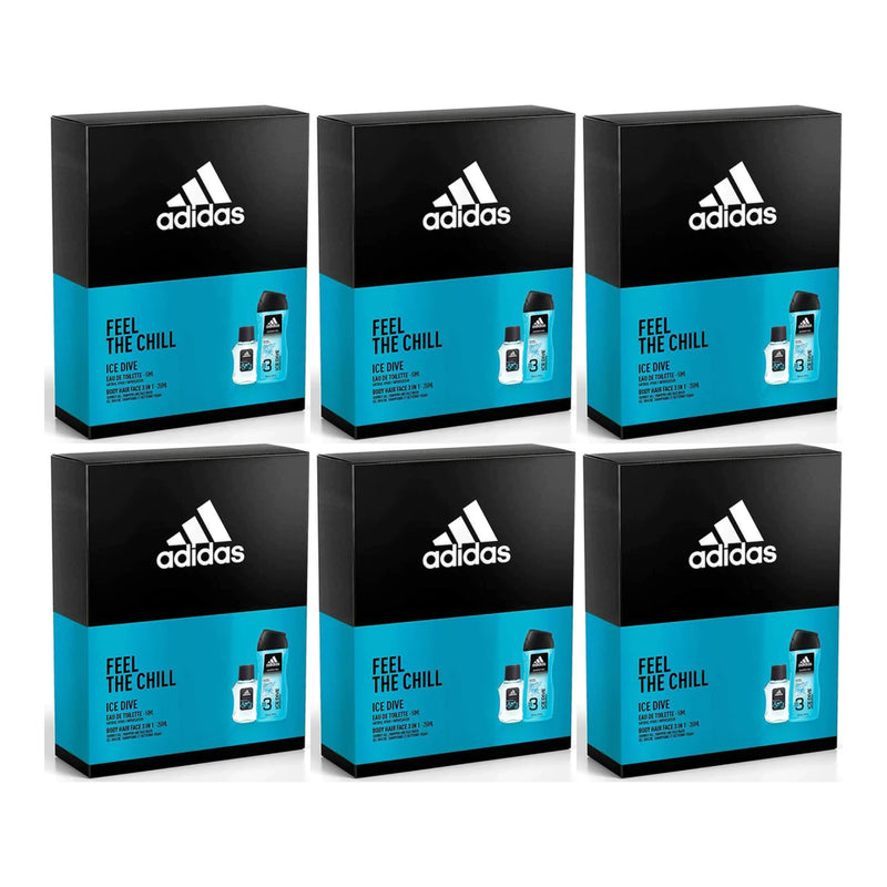 Adidas Feel The Chill - Ice Dive Gift Set (Cologne & Shower Gel) (Pack of 6)