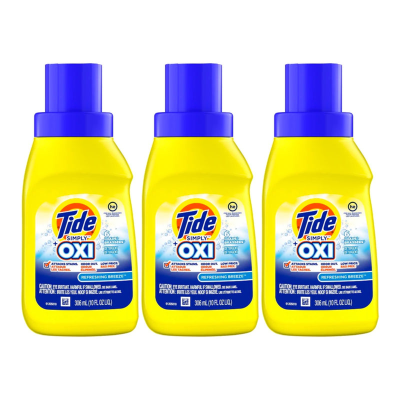 Tide Simply + Oxi Liquid Laundry Detergent, 10oz (306ml) (Pack of 3)